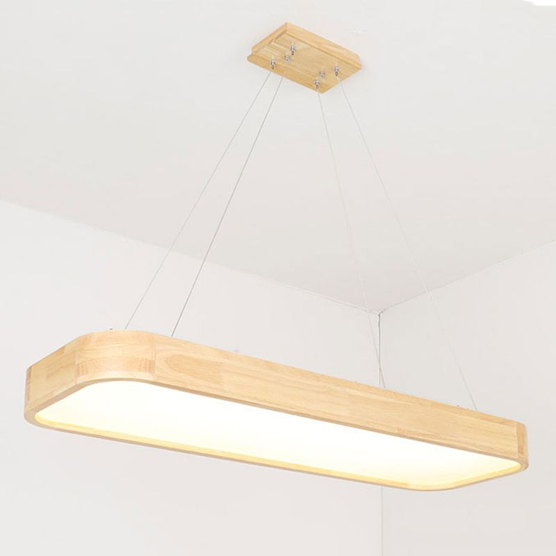 Wooden Rectangular LED Pendant Light in Modern Simplicity Acrylic Hanging Lamp for Commercial Place