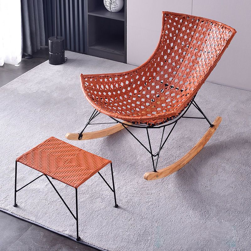 Contemporary Rattan Rocker Chair Water Resistant Rocking Chair for Living Room