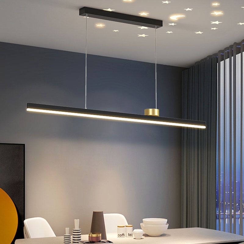 Black and Gold Bar Pendant Spotlight Postmodern LED Metal Island Light