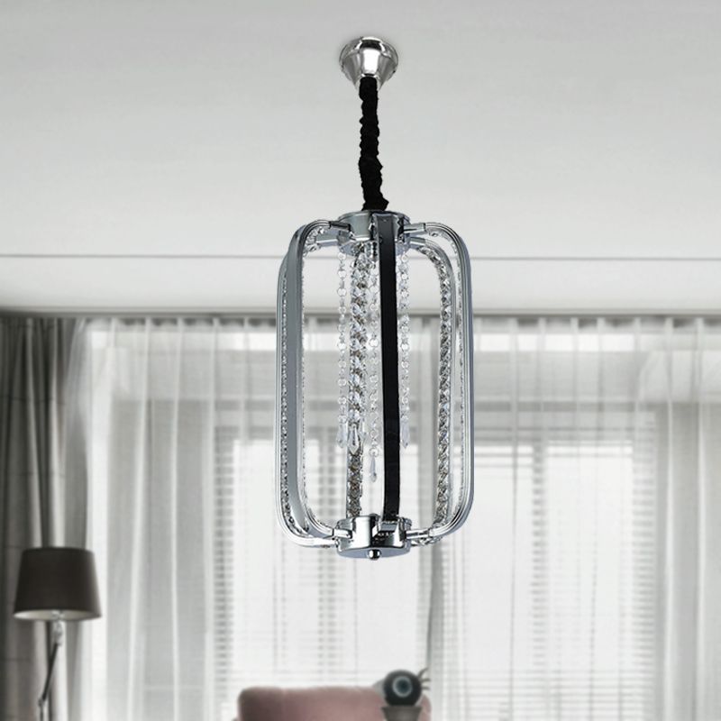 Lampe à pente du cylindre minimaliste Crystal Crystal 8 "/ 16" LED PLAFICE DE CHAMBRE LED LED en argent pour la chambre