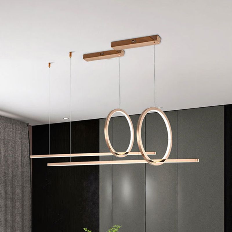 Luces de lámpara de araña de la isla Circle Simplicidad Simply acero inoxidable accesorios de iluminación de lámpara para comedor para mesa de comedor