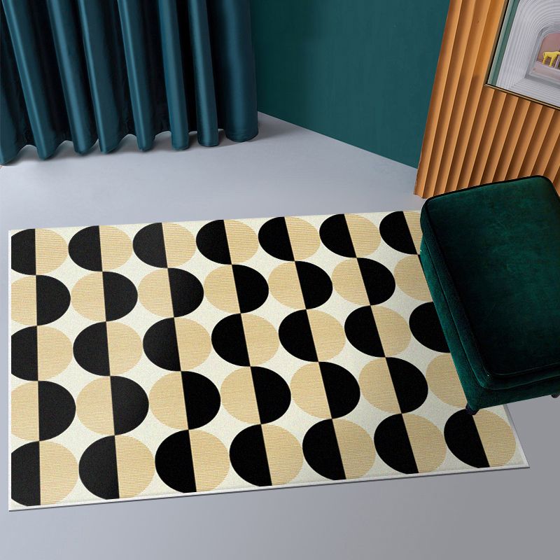 Minimalist Carpet Unique Contrast Panel Area Rug Polyester Stain Resistant Carpet for Living Room