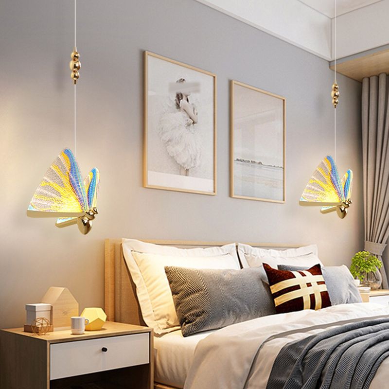 Metal Butterfly Ceiling Pendant Light Modern Style LED Pendant Light Kit for Bedroom