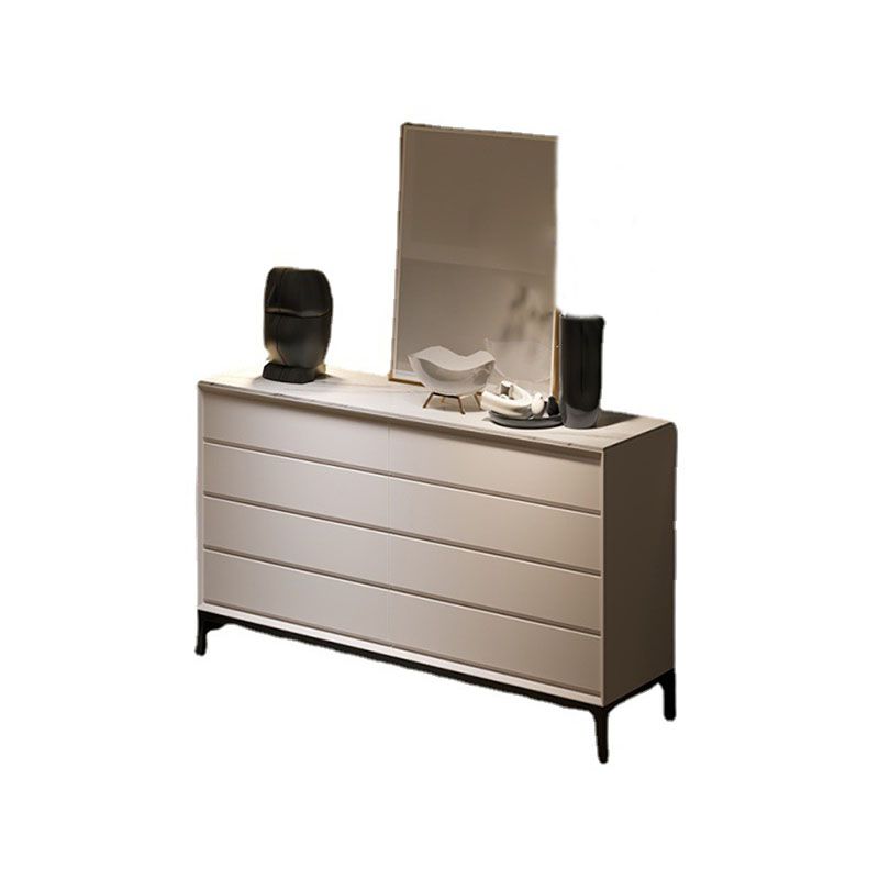 Contemporary Chest Bedroom Stone Storage Chest in White with 8 Drawers