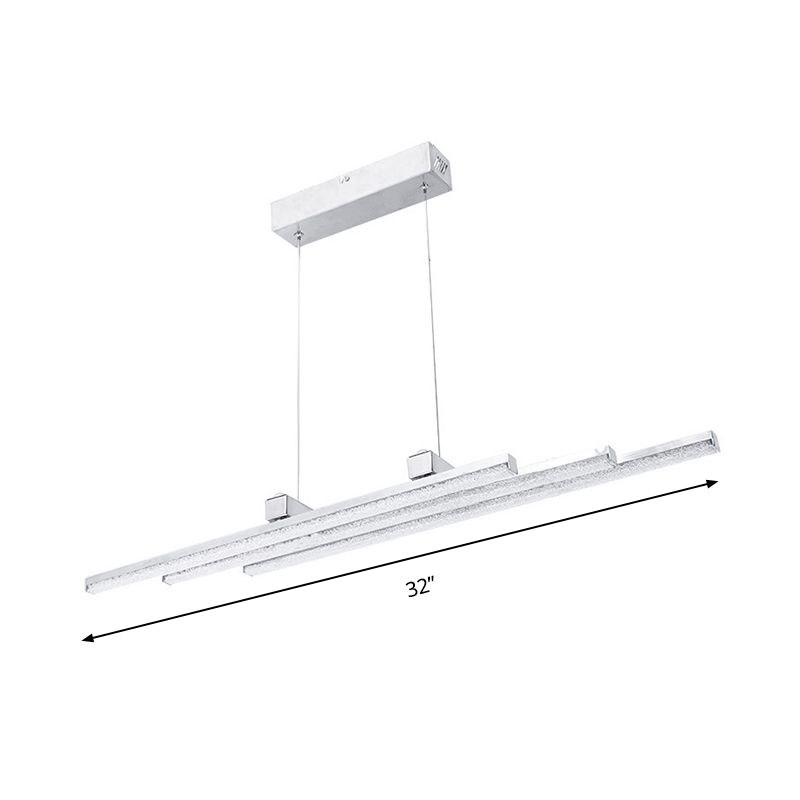Linear Crystal Shade Hanging Chandelier Modern Style White LED Pendant Light Fixture for Bedroom