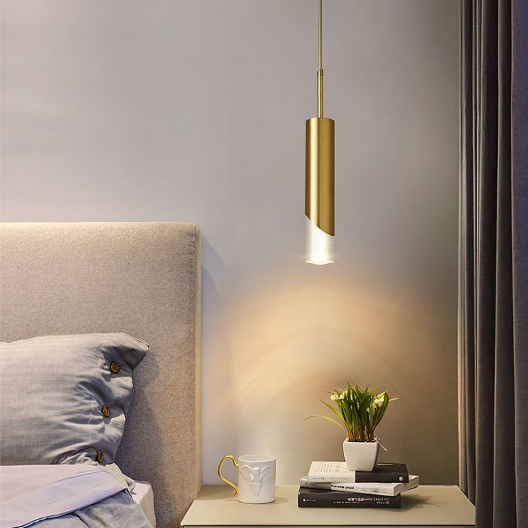 Metal 1 Light LED Pendant Lamp Gold Postmodern Hanging Light for Dinning Room