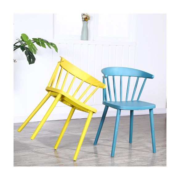 Contemporary Style Windsor Back Side Chair Plastic Dining Chair for Home