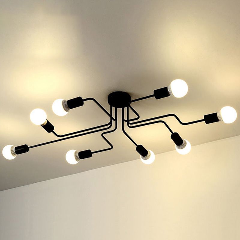 Antique Angled Tangle Semi Flush Ceiling Lights Metal Semi Flush Light Fixtures for Dining Room and Kitchen