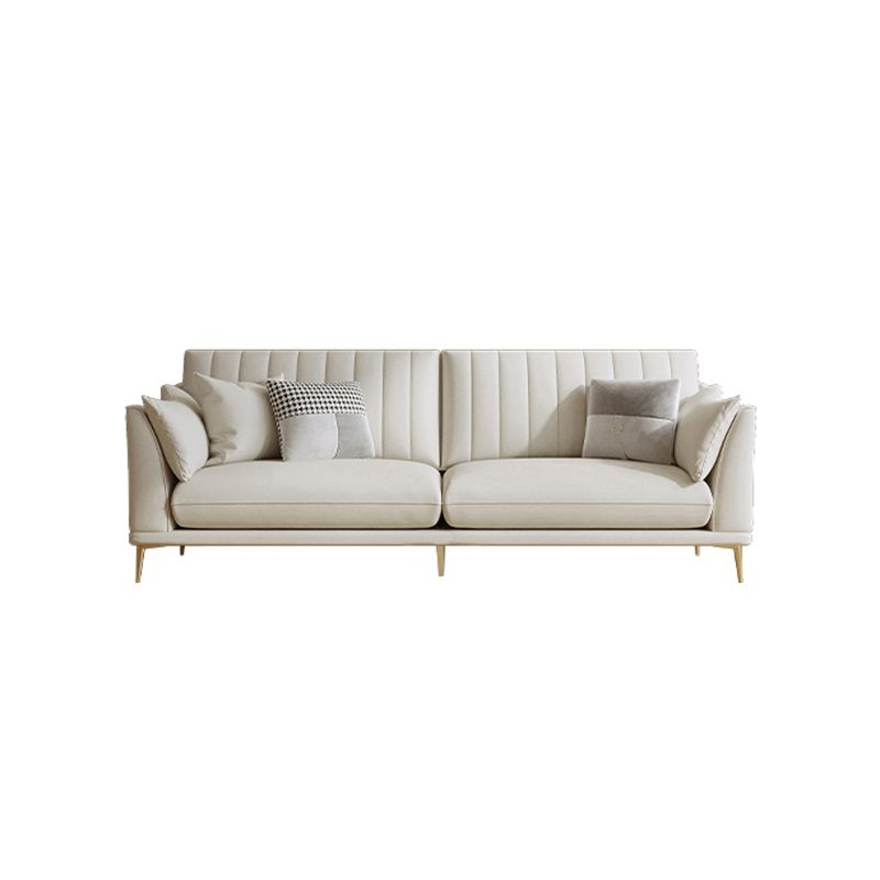 Stationary White Stain Resistant Living Room Pillow Top Arm Standard Settee