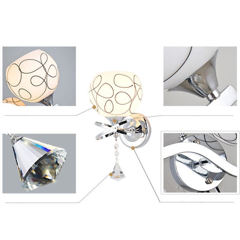 Noordse postmodern ronde 1 hoofd glazen materiaal led witte wandlamp