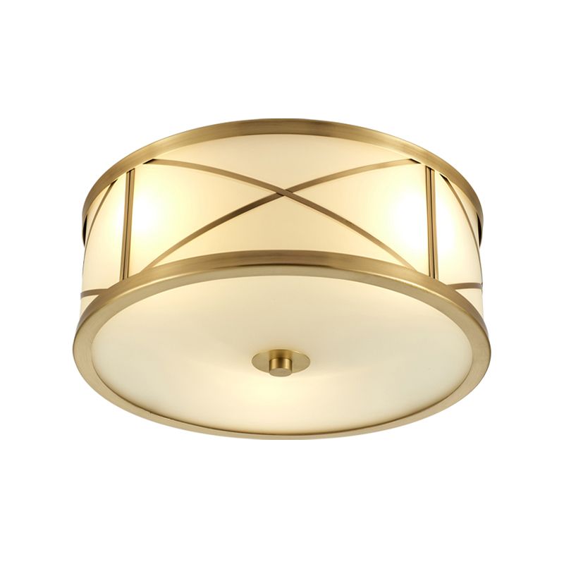 American Style Ceiling Lamp Glass Gold Flush Mount Lighting for Bedroom