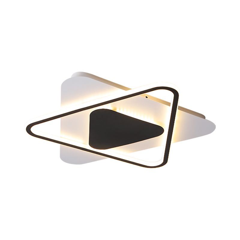 Crossed Triangular Thin Flush Light Modernism Acrylic Bedroom 18"/23.5" Wide LED Ceiling Mount Lamp in Black-White