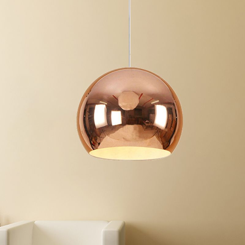 Globe Hanging Pendant Light Nordic Iron 1 Light Chrome/Rose Gold Hanging Ceiling Light