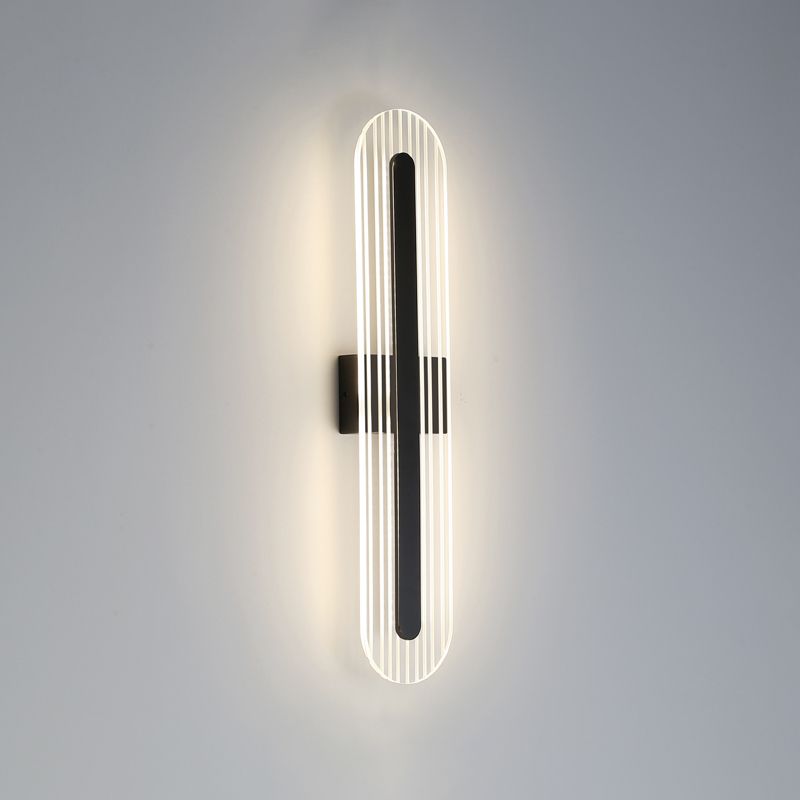 Oval Shade Metal Wall Sconce Modern Style 1 Light Wall Mount Light Fixture in Black