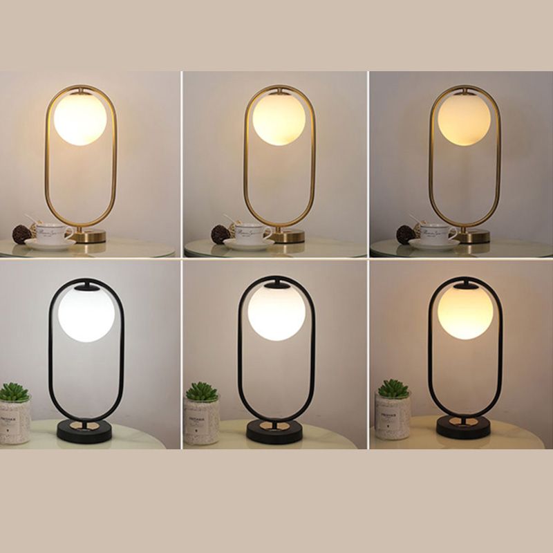 Milk Glass Spherical Night Stand Light Nordic 1 Head Table Light for Bedroom