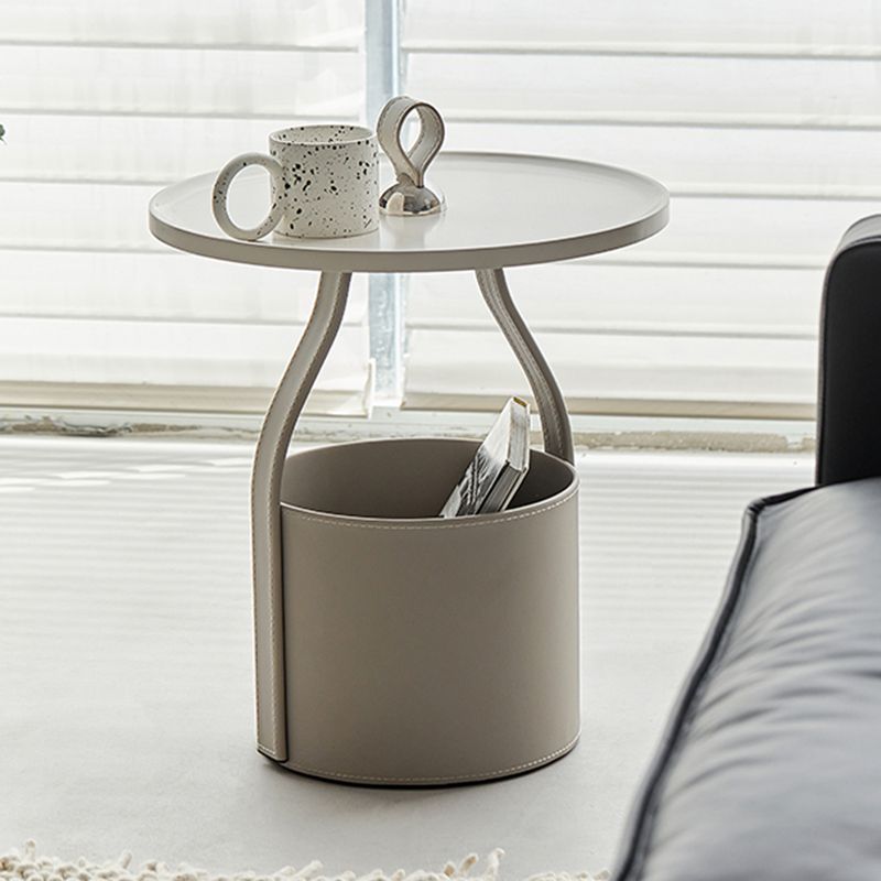 19.68" Wide Metal Side Table Round Tray Top Sofa Side Accent Table
