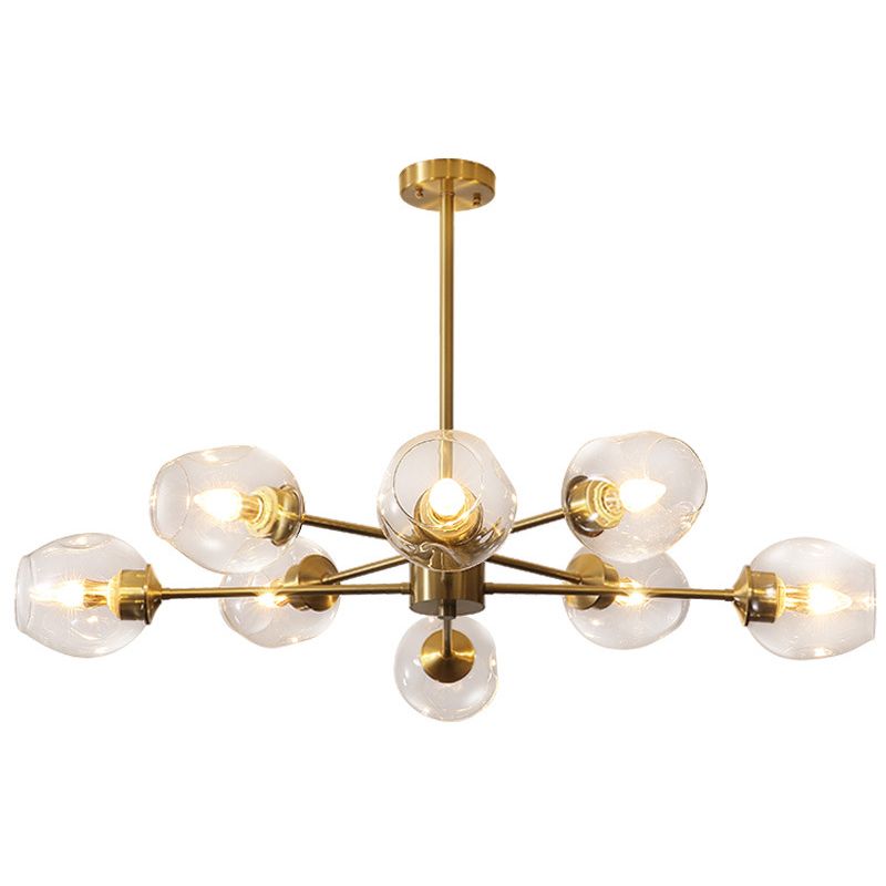 Luz de colgante de oro de vidrio en la lámpara de lámpara de cobre de estilo de lujo moderno para espacios interiores