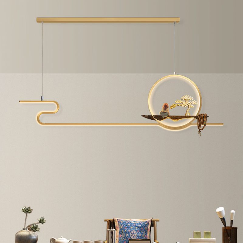 Contemporary Kitchen Pendant Lights Linear Hanging Light Fixtures Metal 2 Light