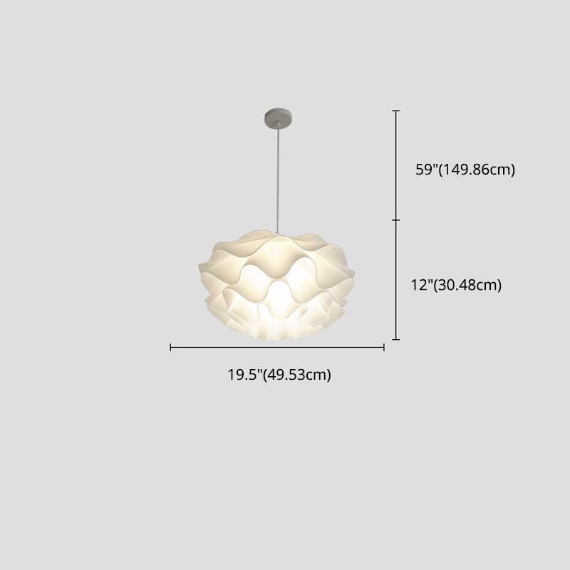 Simple Flower Pendant Light Fixture Acrylic Bedroom Pendant Ceiling Light in White