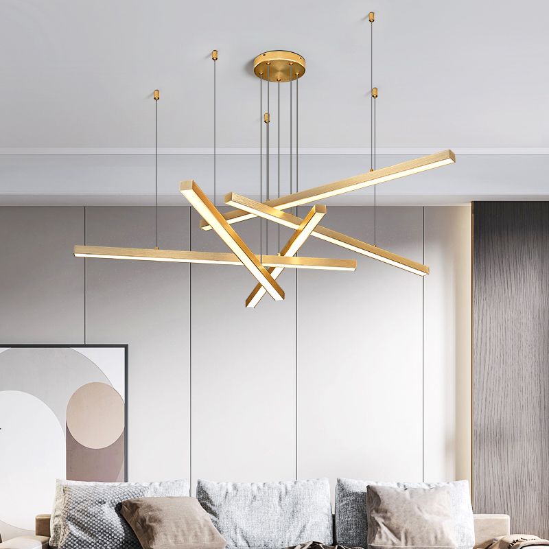 Modern Style Chandelier Lighting Fixtures Metal Linear Hanging Chandelier