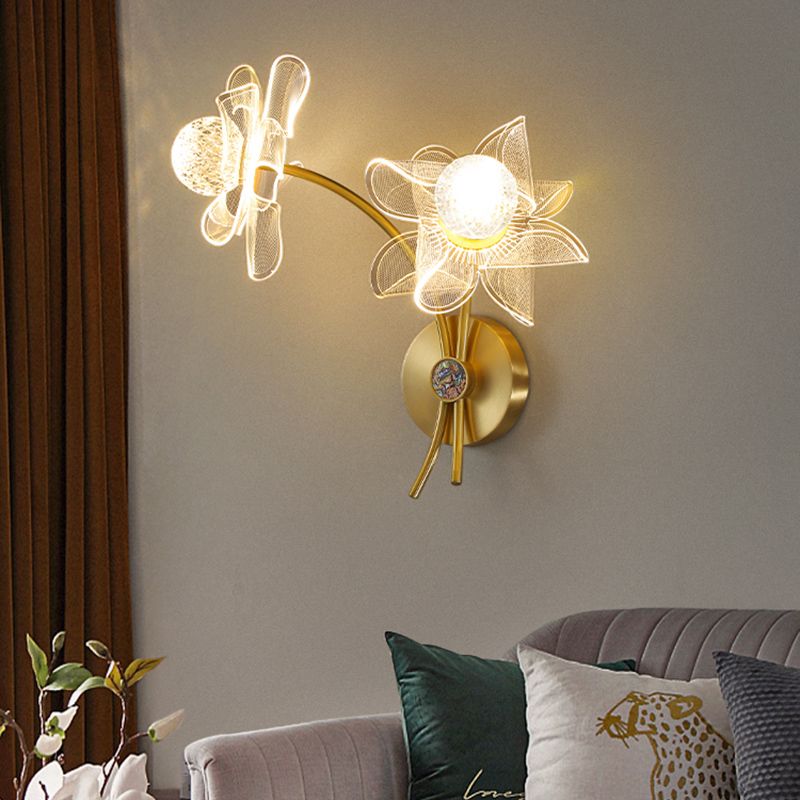 Acrylic Modern Wall Sconce Geometric Bronze Wall Mounted Light for Bedroom