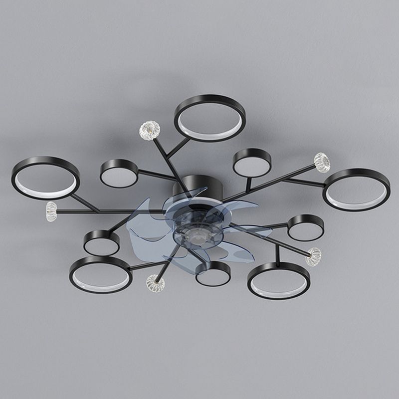 Chandelier Multi - Light Fan Light in Black / Gold Finish Metal LED Ceiling Fan
