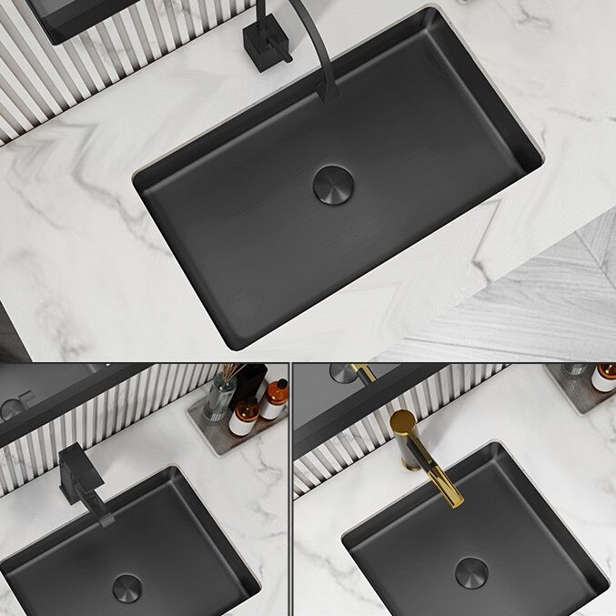 Modern Bathroom Sink Metal Rectangular Undermount Bathroom Sink with Pop-Up Drain