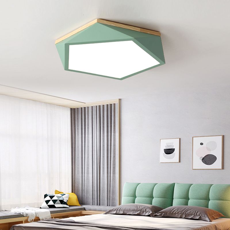 Plafonnier LED Macaron nordique moderne en fer forgé encastré géométrique avec abat-jour en acrylique