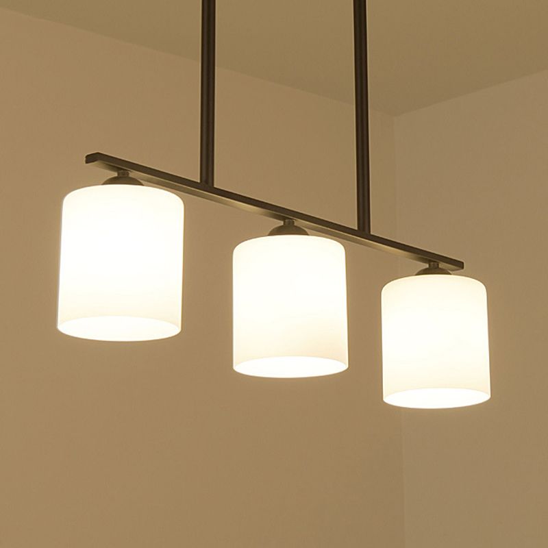 Cylindrical Island Chandelier Lights Contemporary Milk Glass Chandelier Lighting Fixtures for Dining Table