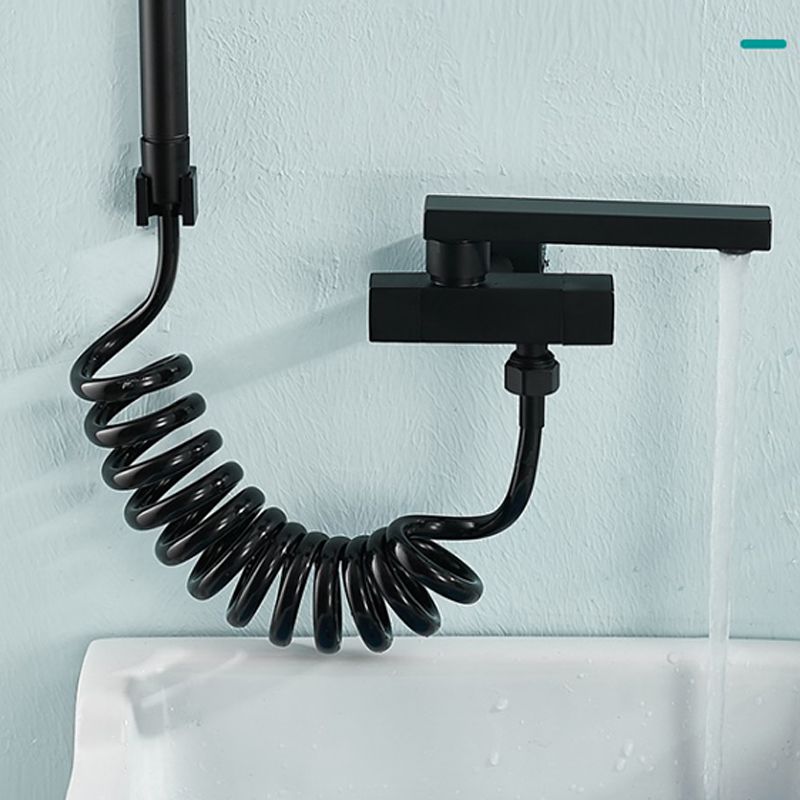 Modern Tub Filler Wall Mount Handshower Swivel Copper Tub Filler with Single Lever Handle