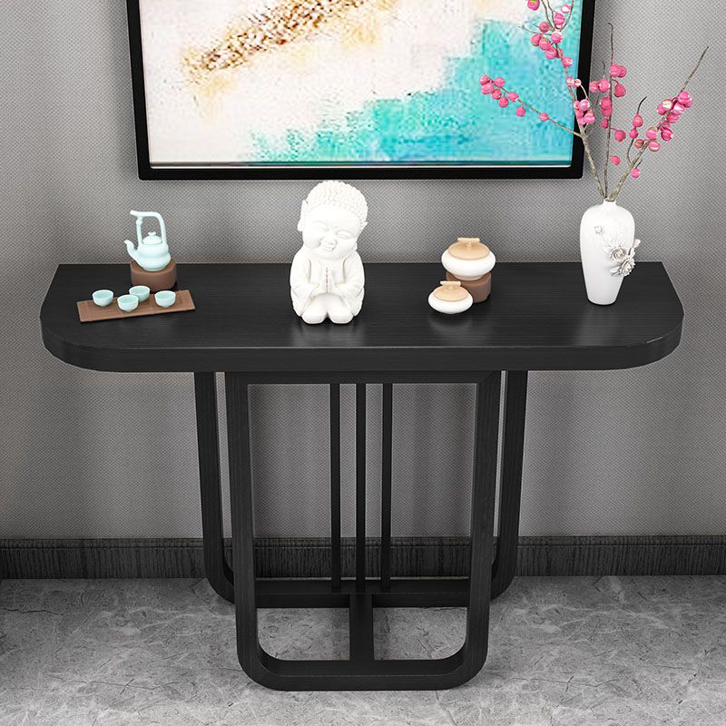 Pine Half Moon Console Table Mid-Century Modern 14" W Accent Table for Hall