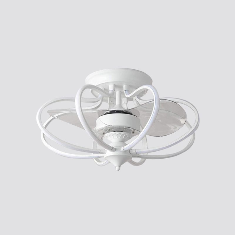 Luz de ventilador colgante metálico enjaulado Contemporáneo de 25.5 "de ancho LED de ancho, 2 cuchillas