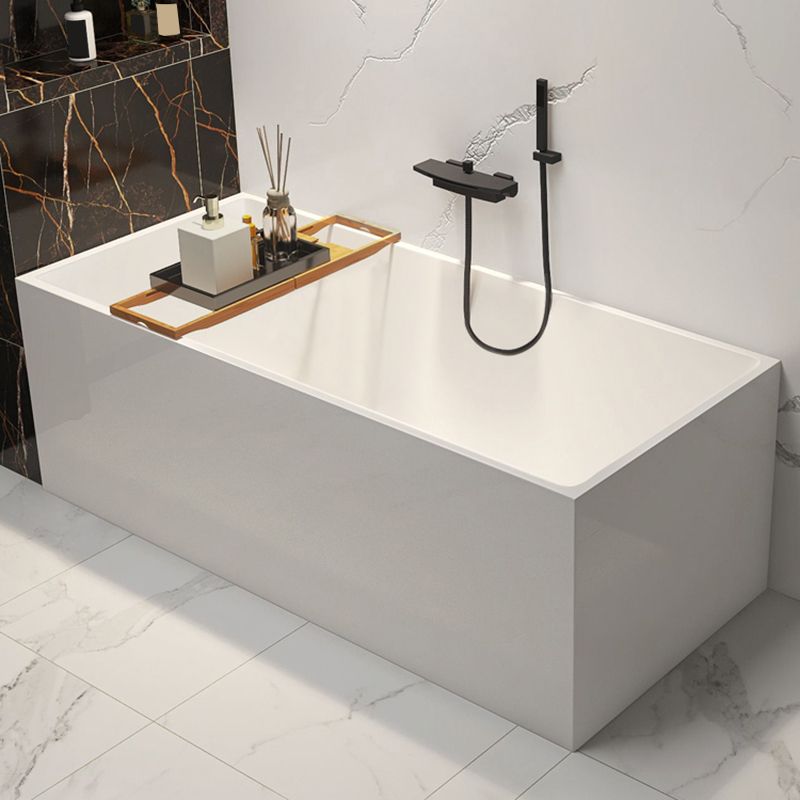 Modern Rectangle Acrylic Bathtub Back to Wall with Drain Bath Tub