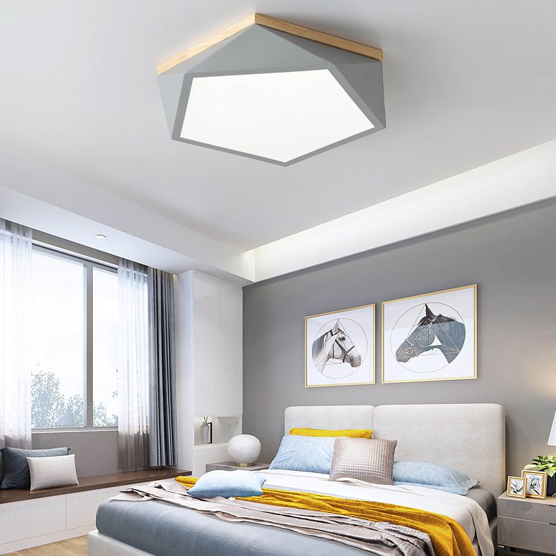 Plafonnier LED Macaron nordique moderne en fer forgé encastré géométrique avec abat-jour en acrylique