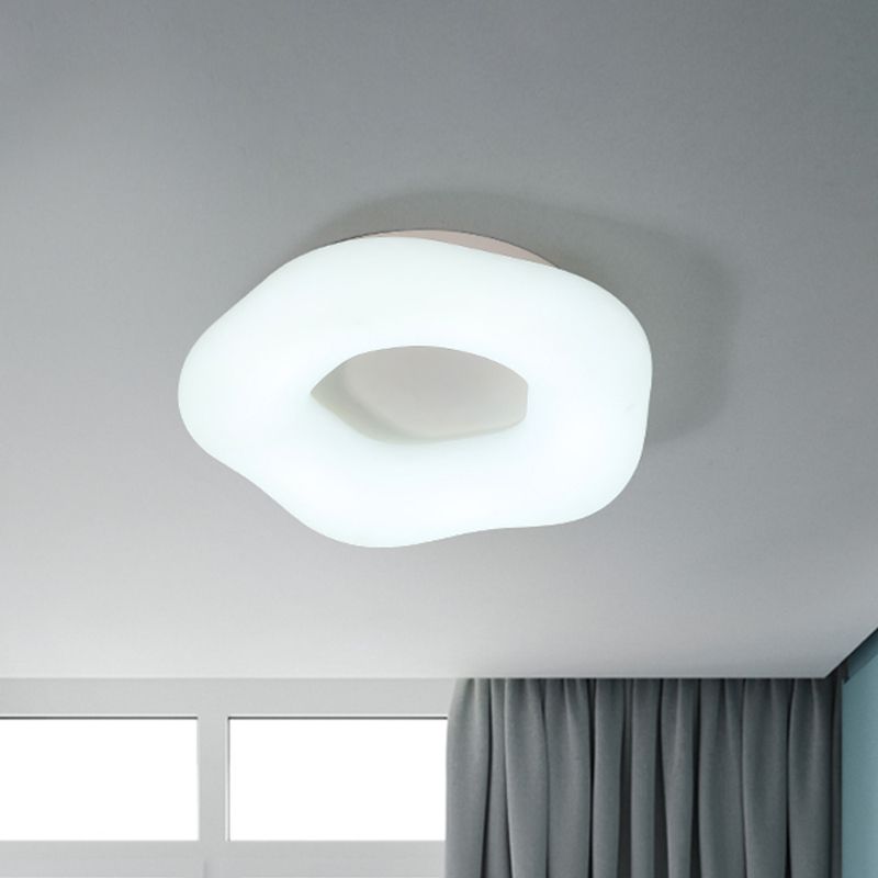 Doughnut Flushmount Light Nordic Acrylic LED Kid-Bedroom Flush Mount Fixture in White/Blue/Pink