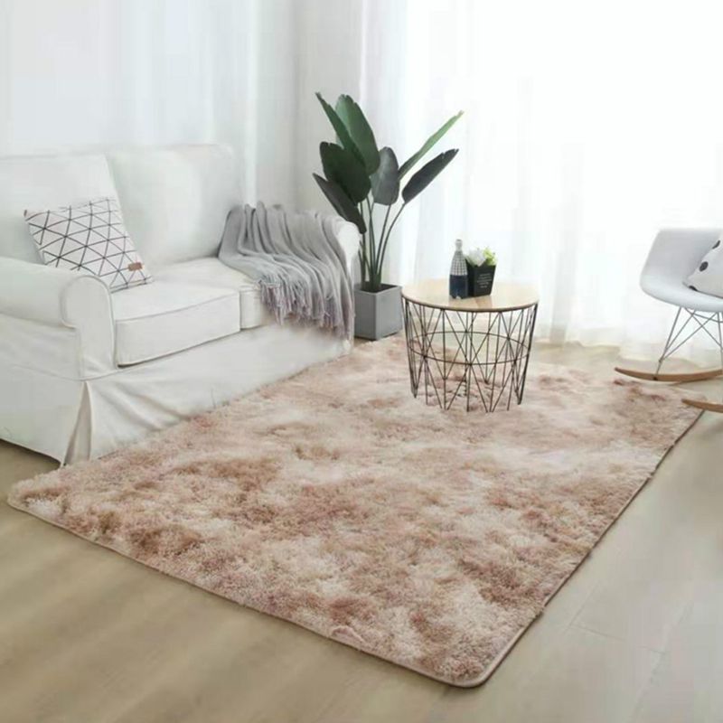 Simplicity Area Carpet Funky Tie Dye Carpet Polyester Shag Rug with Non-Slip Backing