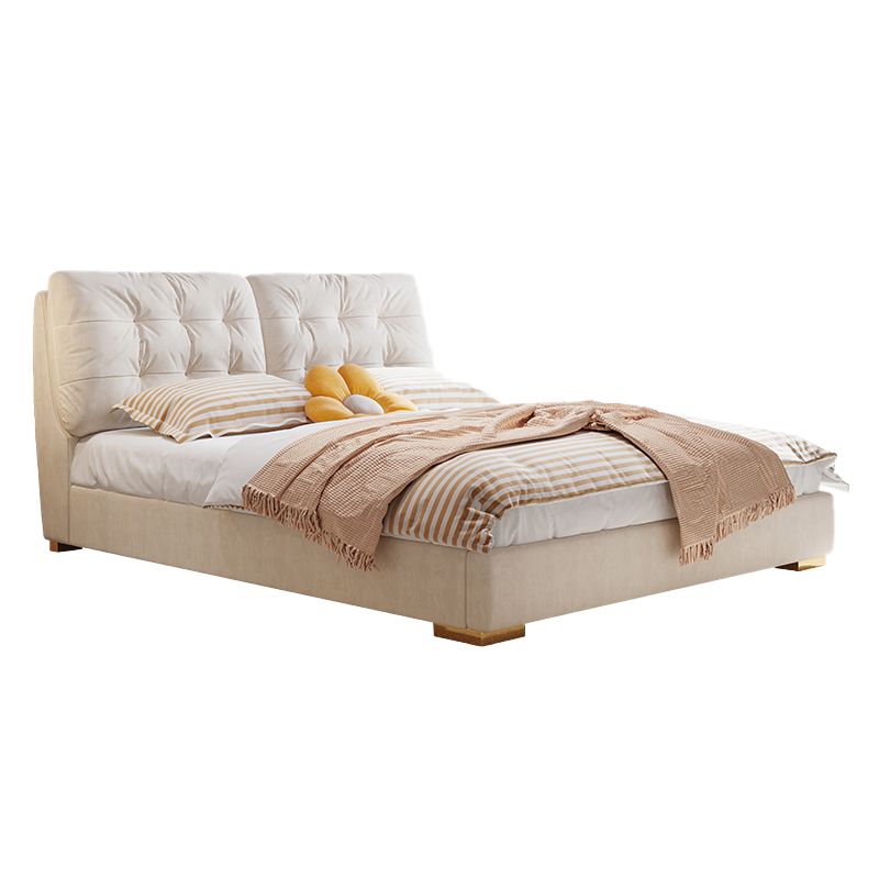 Modern & Contemporary Bed Frame Tufted Standard Bed With Custom Gold Legs
