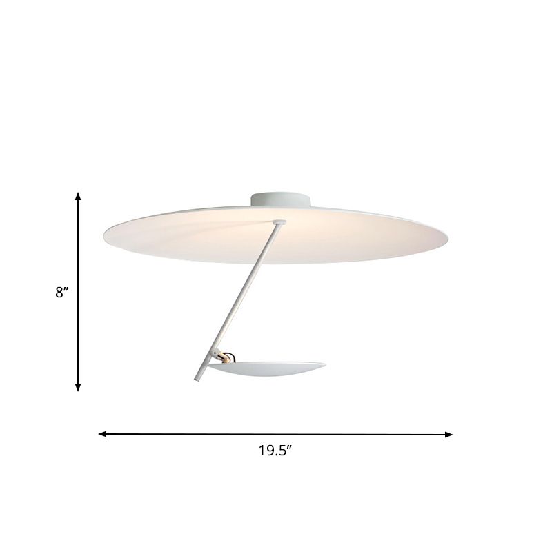 Luz de techo de techo de cúpula blanca LED modernista Semi Flush Monte para dormitorio, 19.5 "/23.5" de ancho