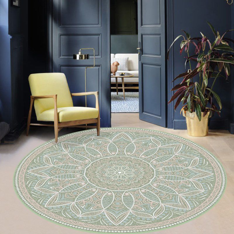 Trendy Flower Printed Rug Multi Color Cotton Blend Area Carpet Pet Friendly Stain-Resistant Indoor Rug for Decoration