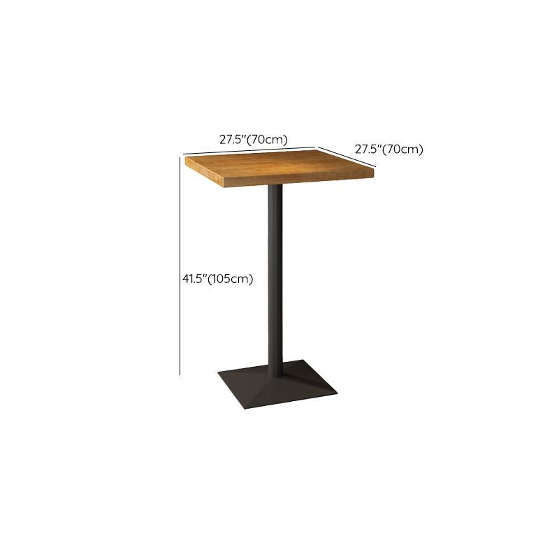Indoor Industrial Bar Dining Table Square Metal and Wood Bar Table