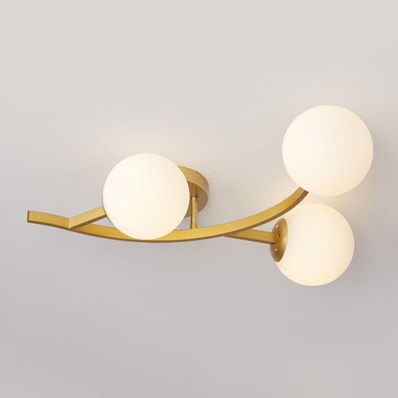 Sphere Glass Semi Mount Lighting Modern Style Ceiling Mounted Light