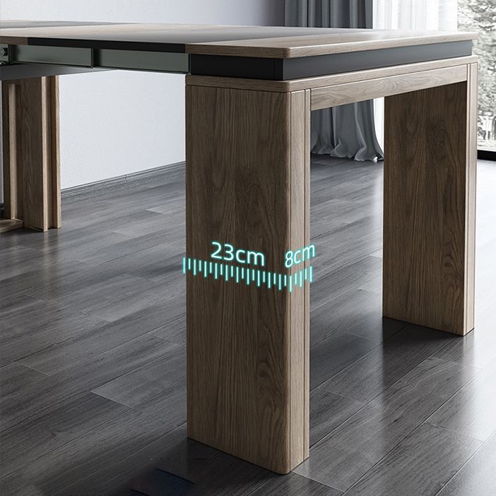 Modern Rectangle Wood Dining Table Extendable for Small Spaces