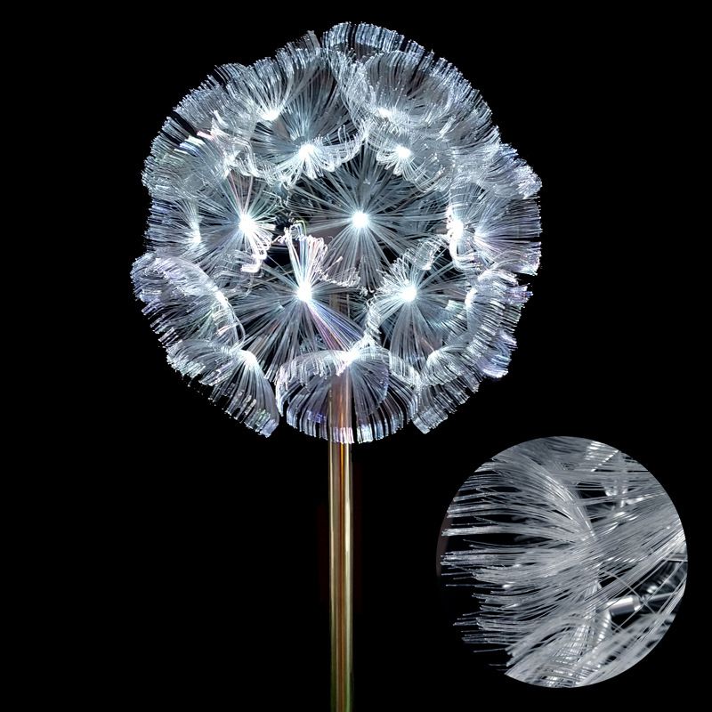 Modern Style Dandelion LED Stake Light Optical Fiber Backyard Lawn Lighting in Clear