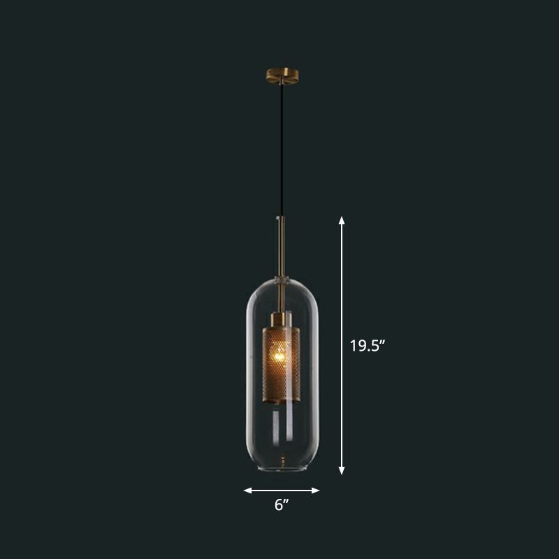 Clear Glass Shaded Hanging Light Simplicity 1 Bulb Restaurant Pendant Light Fixture