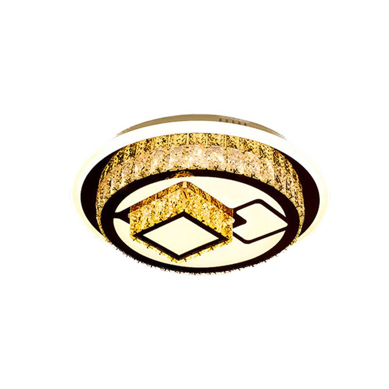 LED Flush Mount Ceiling Light Modern Loving Heart/Flower/Mushroom 2-Tier Crystal Inlaid Flushmount Lighting in Chrome