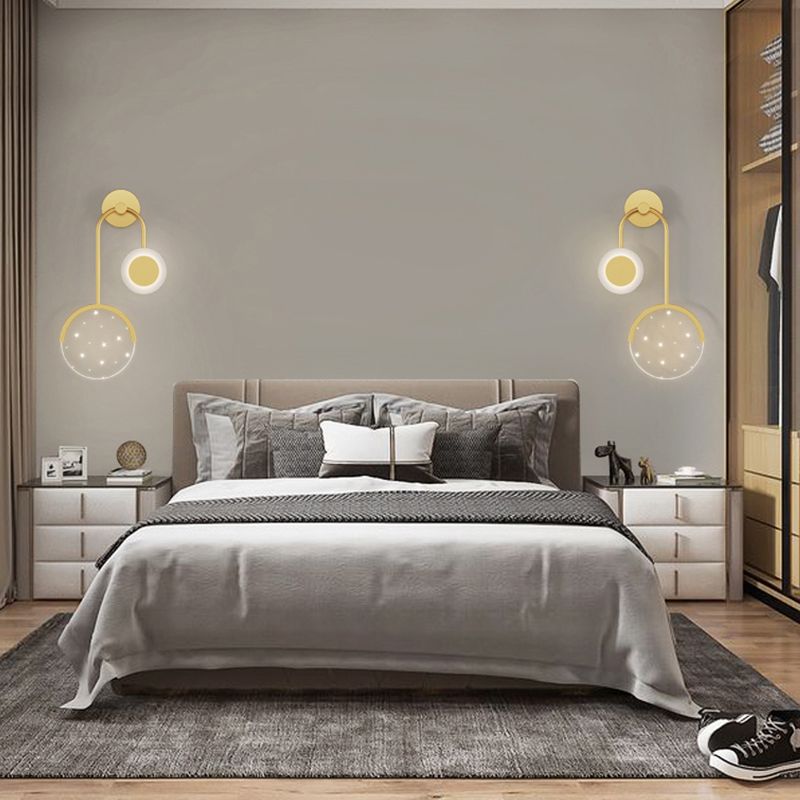 Modern Metal Wall Light Geometric 2 Lights LED Wall Sconce for Bedroom