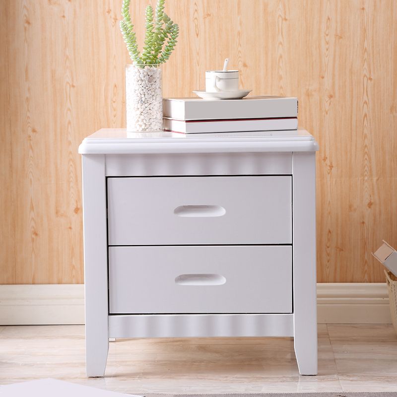 Modern Solid Wood Nightstand 2-Drawer Storage Oak 20 Inch H Night Table with Legs