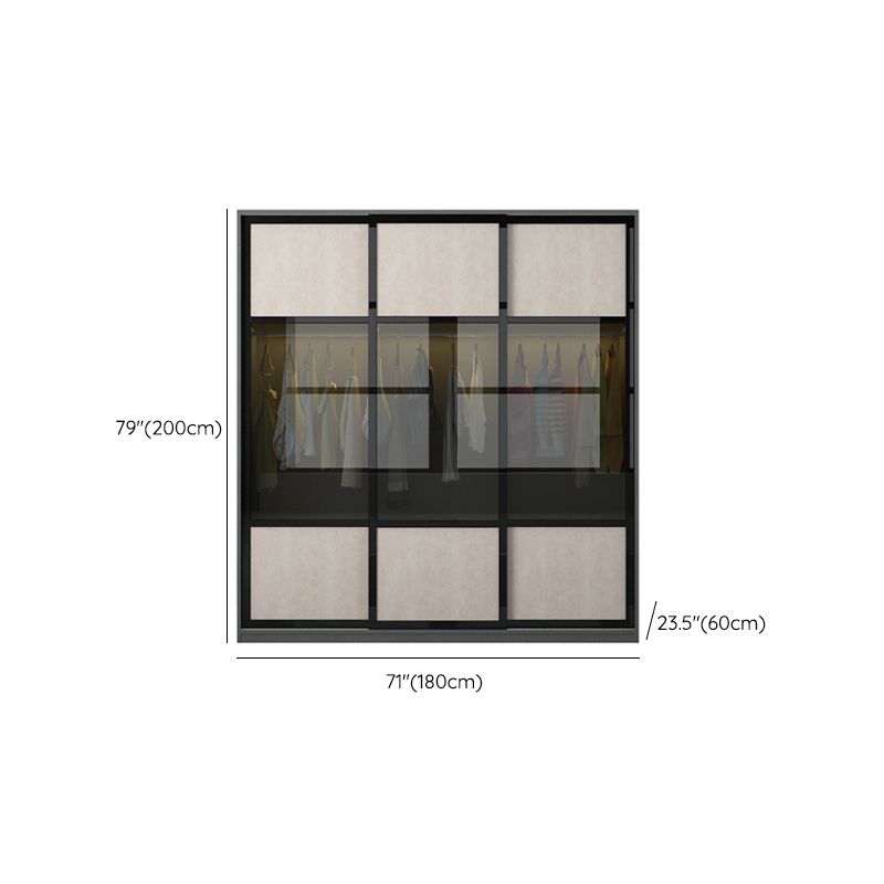 Engineered Wood Storage Cabinet with Glass Doors Contemporary Cabinet with Sliding Doors