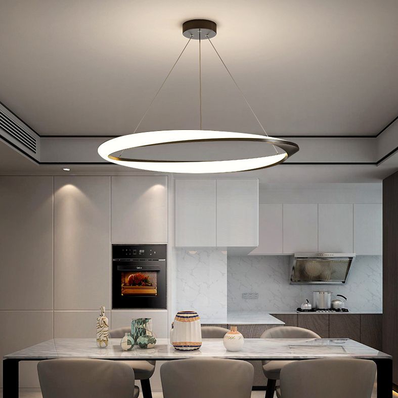 Modern Fashionable Linear LED Hanging Lamp Wrought Iron Indoor Pendant Light with Acrylic Shade