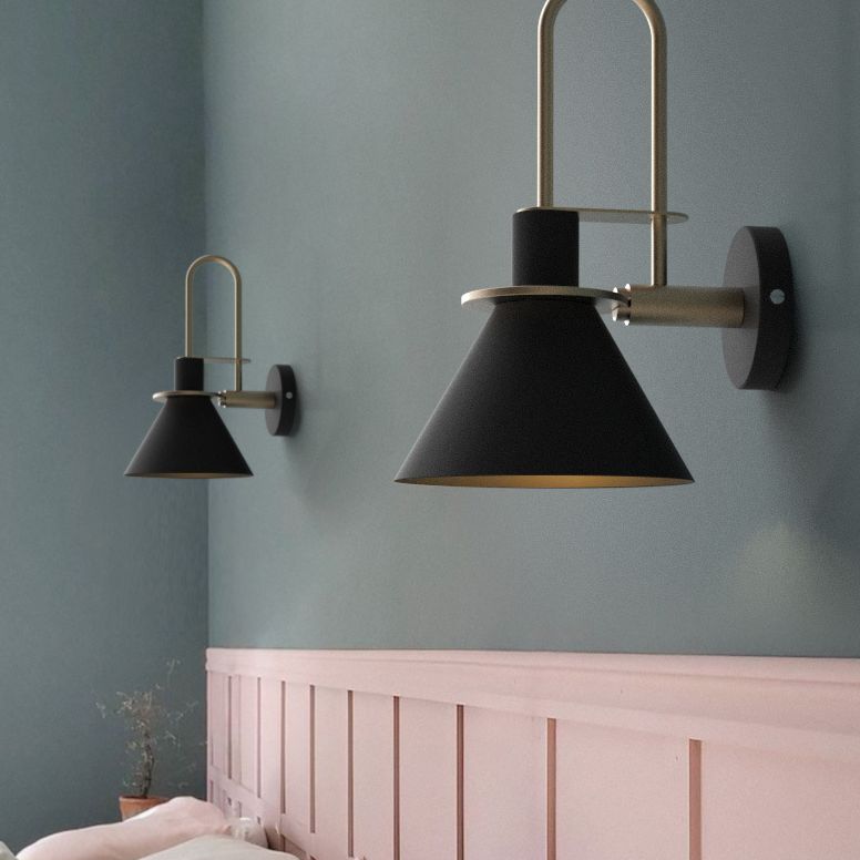 Contemporary Simplicity Conical Wall Mounted Lights Metallic Wall Mounted Lamp for Bedside